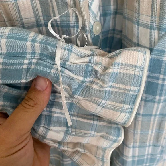 Vintage Laura Ashley Blue and White Checkered Cotton Nightgown - Picture 4 of 6